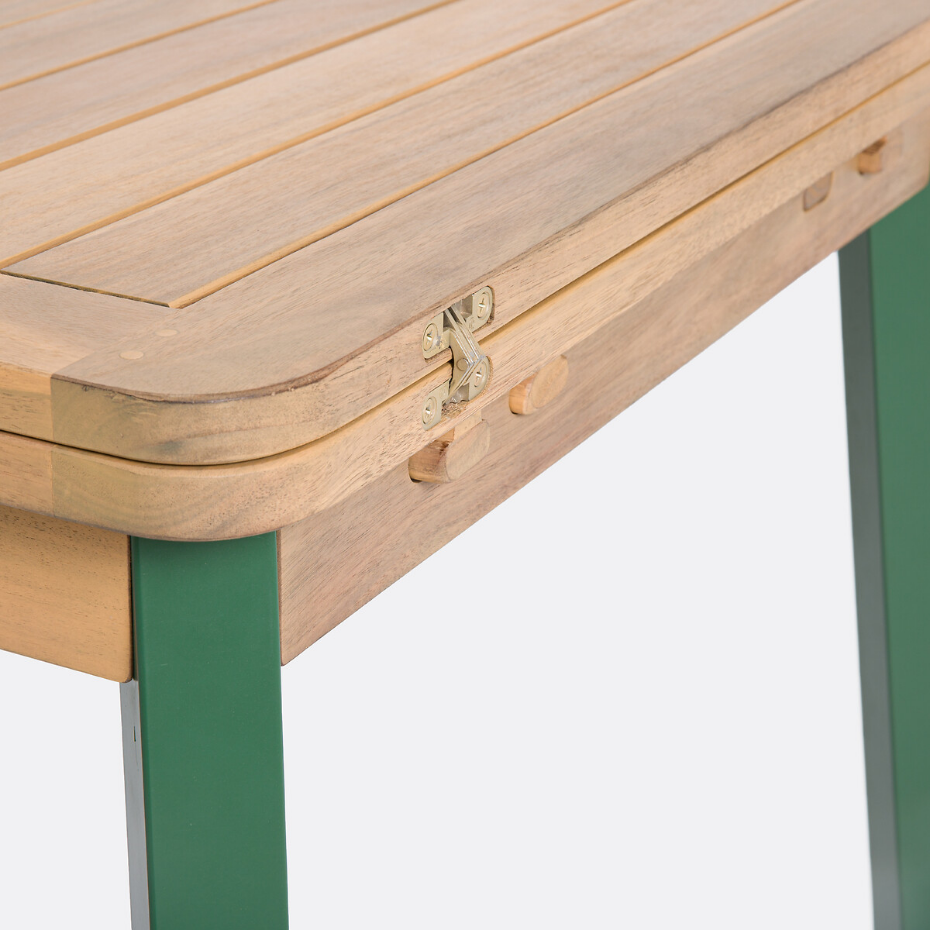Table jardin extensible métal acier acacia, Jaja