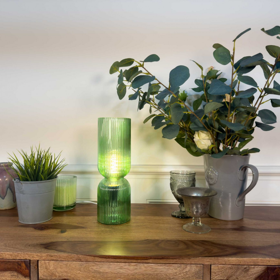 Lampe à poser en verre strié, CHARMY