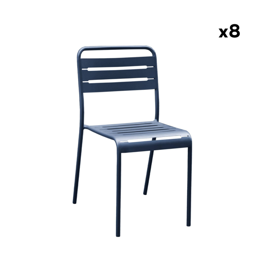 Table de jardin métal + 8 assises AMÉLIA