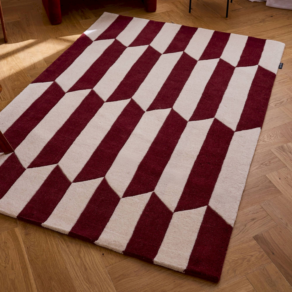 Tapis rectangulaire en laine et coton