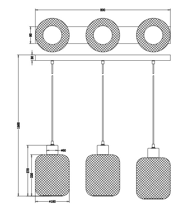 Suspension en métal bohème, D.18 , LAMPE DE SOL CALIMERO