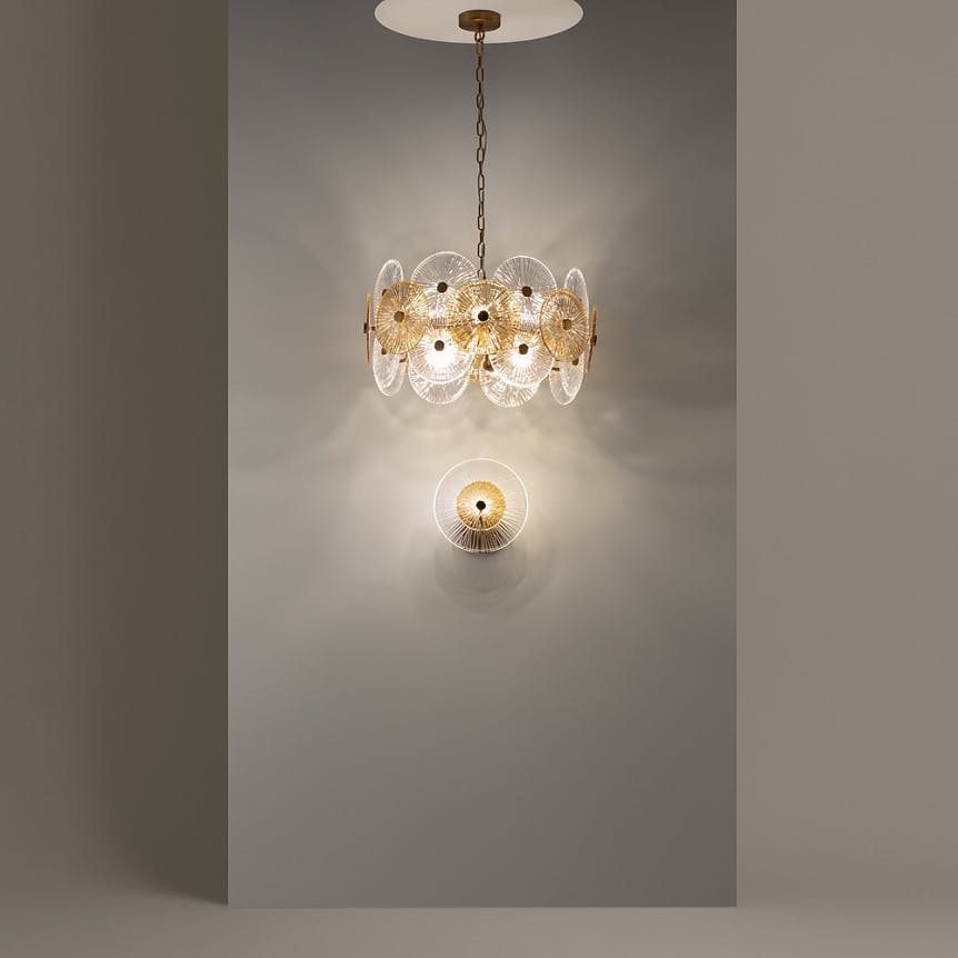 Suspension rétro en verre - forme soleil stylisé YUMA