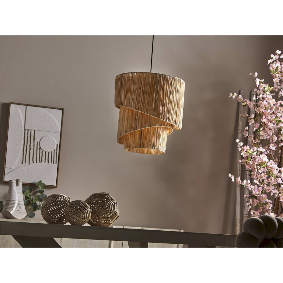 Suspension ronde en raphia pour salon ou chambre