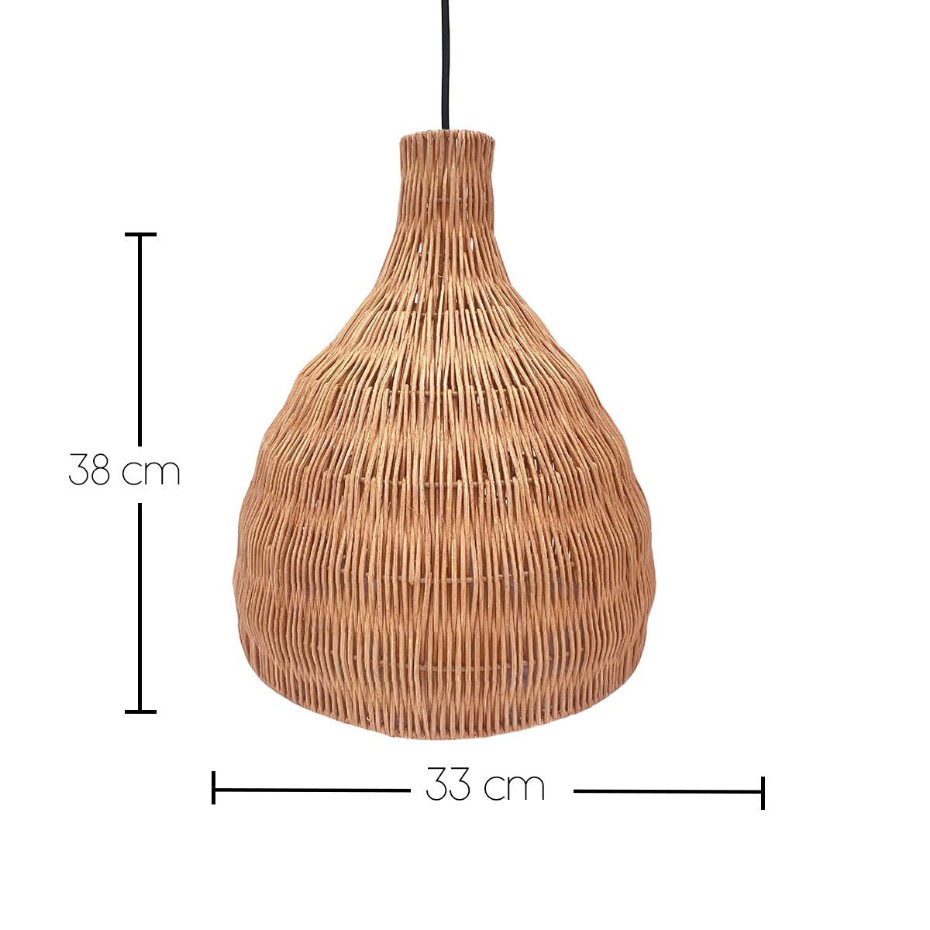 Suspension Extérieure Rotin Beige H38cm Câble 5m