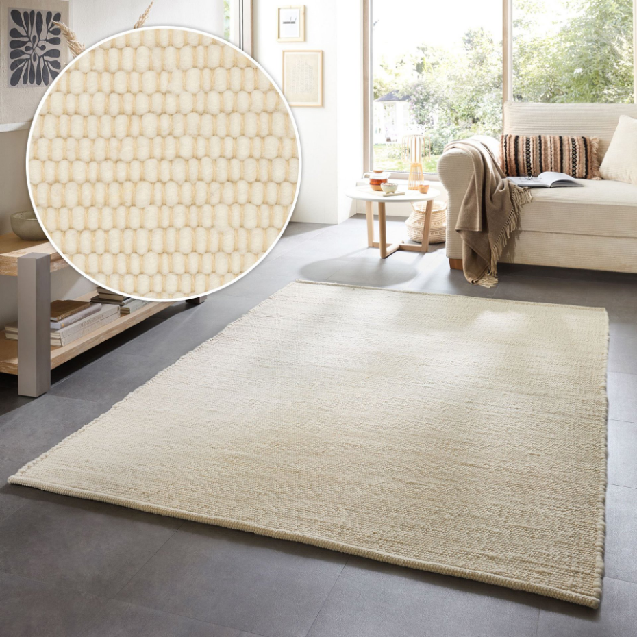 Tapis en laine chiné réversible tissé à la main - Alm Glueck
