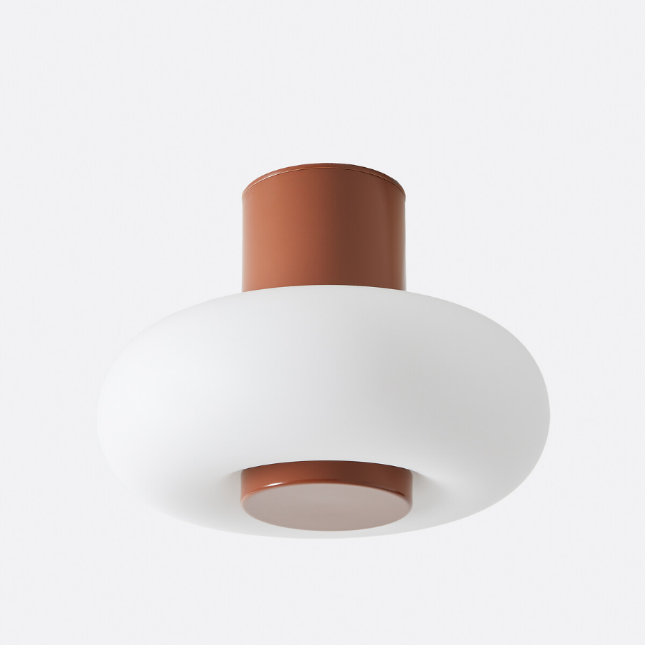 Plafonnier ou applique, en métal fer et opaline, OMER