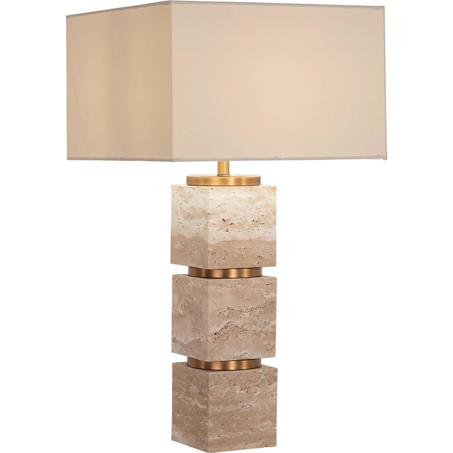 Lampe de table en pierre et fer rectangulaire