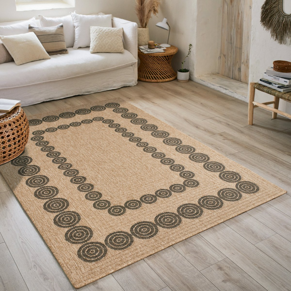 Tapis de salon intérieur extérieur motifs cercles NATURE
