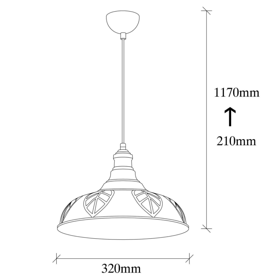 Suspension rustique en métal cuivré décor feuille SILE