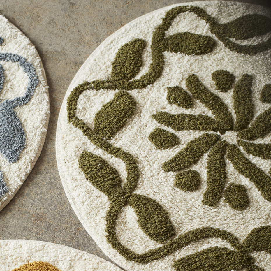 Tapis de bain rond coton tufté