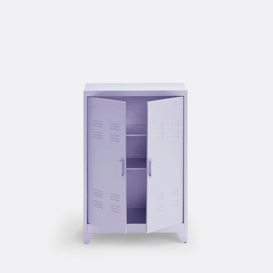 Armoire basse 2 portes en métal acier, Hiba