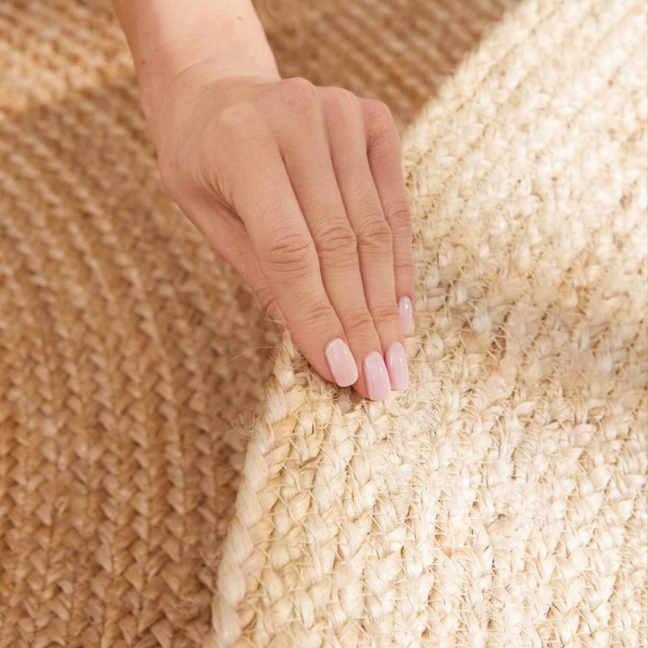 Tapis rond, motif simple authentique, JUTE K, jute tissé à la main