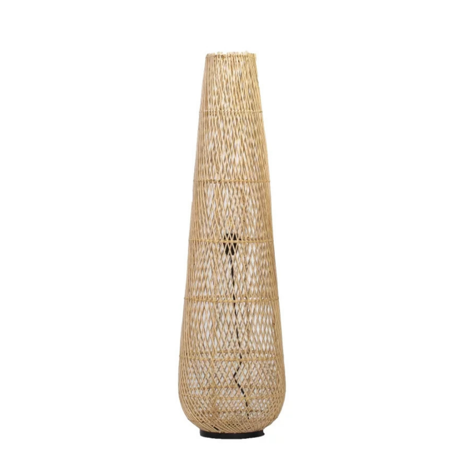 Lampe à poser en rotin et socle en métal ZELIE
