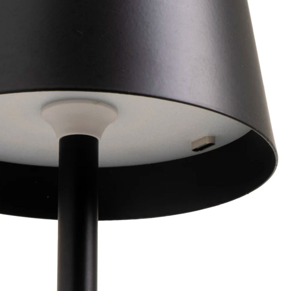 Lampe à poser en métal noir LED sans fil 11x11x37cm