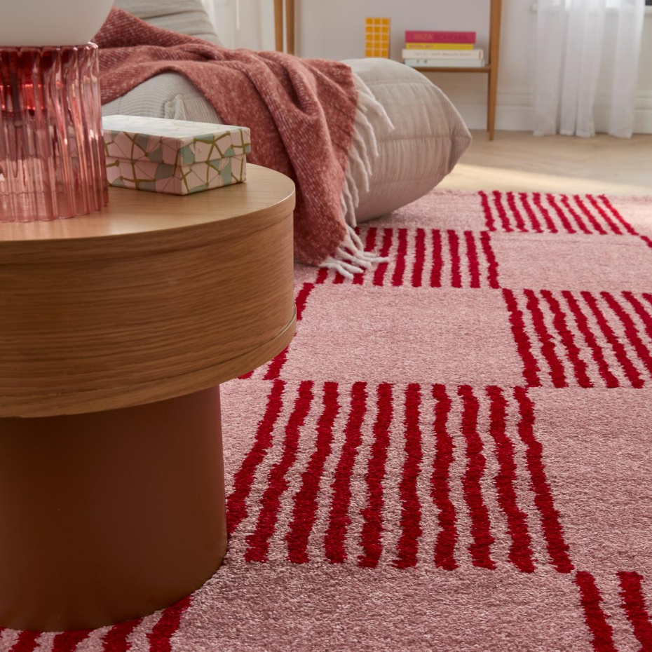 Tapis d'intérieur vintage à damier rayure GROOVY