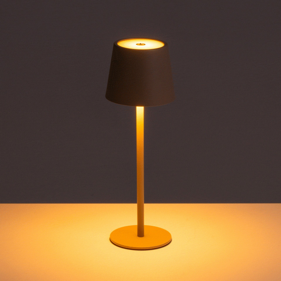 Lampe à poser en métal beige LED sans fil 9x9x27cm