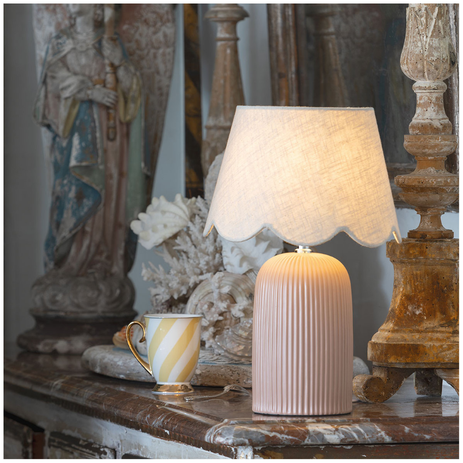 Lampe Sibylle en céramique abat-jour en lin