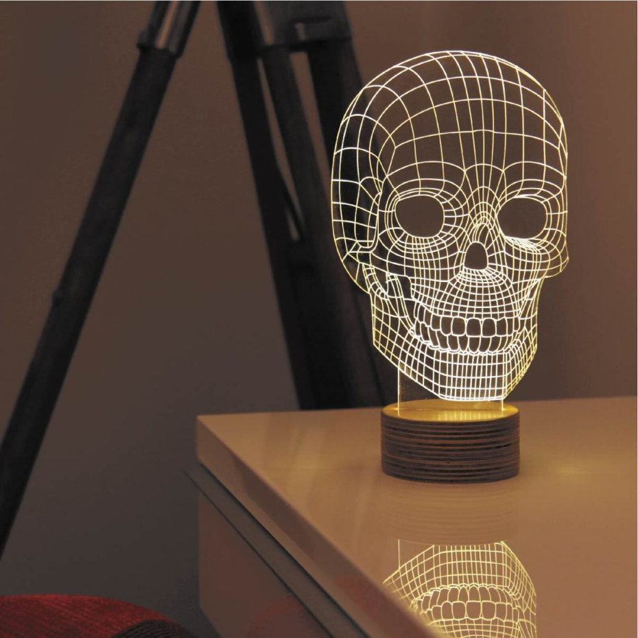 Lampe décorative en verre effet 3D skull bulbing