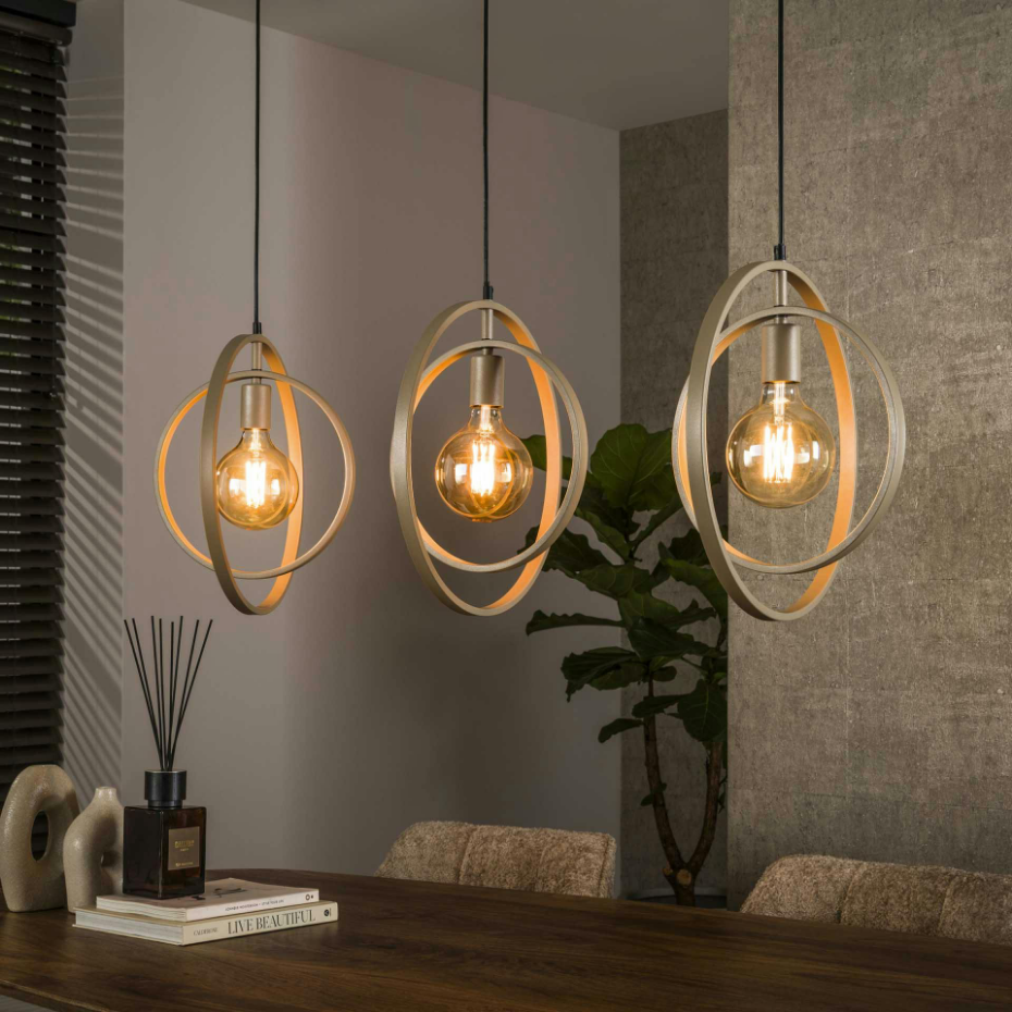 Suspension 3 lampes anneaux croisés TRIBECA