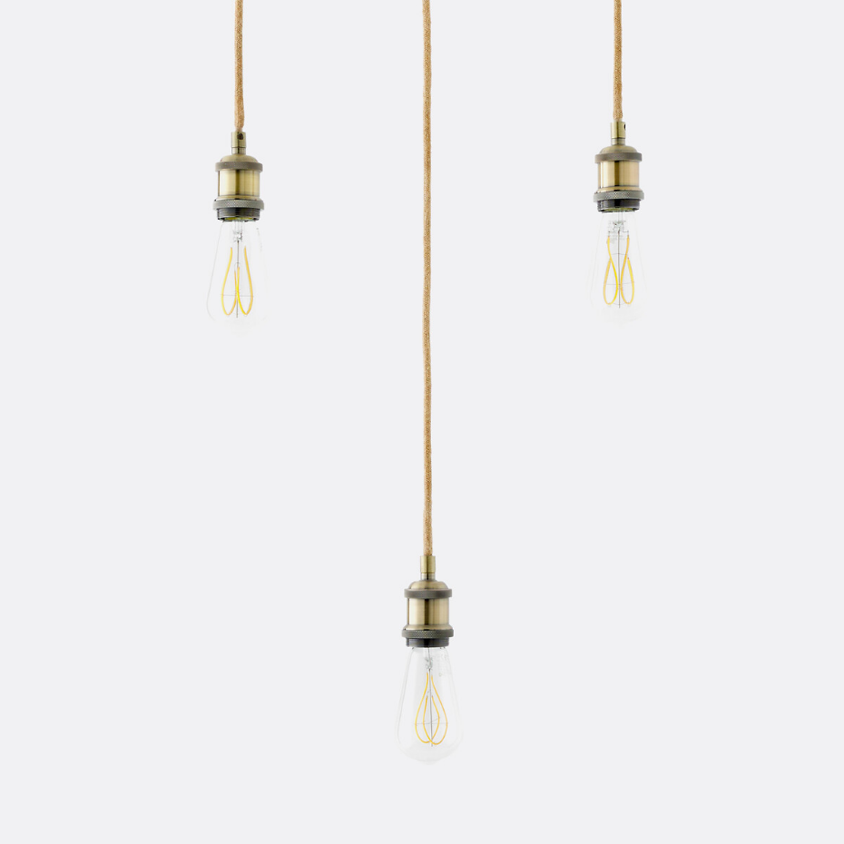 Suspension grappe en laiton et jute, Palatina