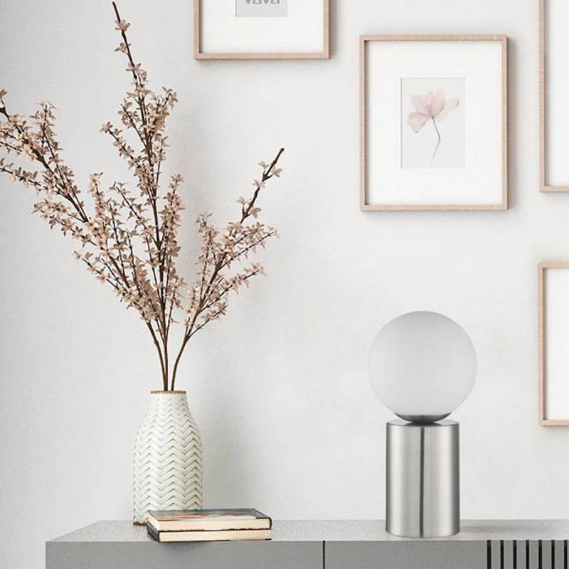 Lampe De Chevet Tactile Lobb Chrome Mat Et Boule Verre