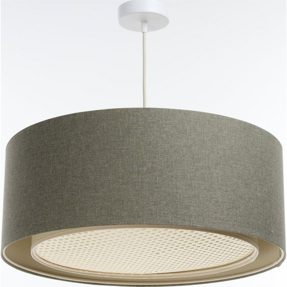 Suspension ronde en tissu et rotin Boho Elegant