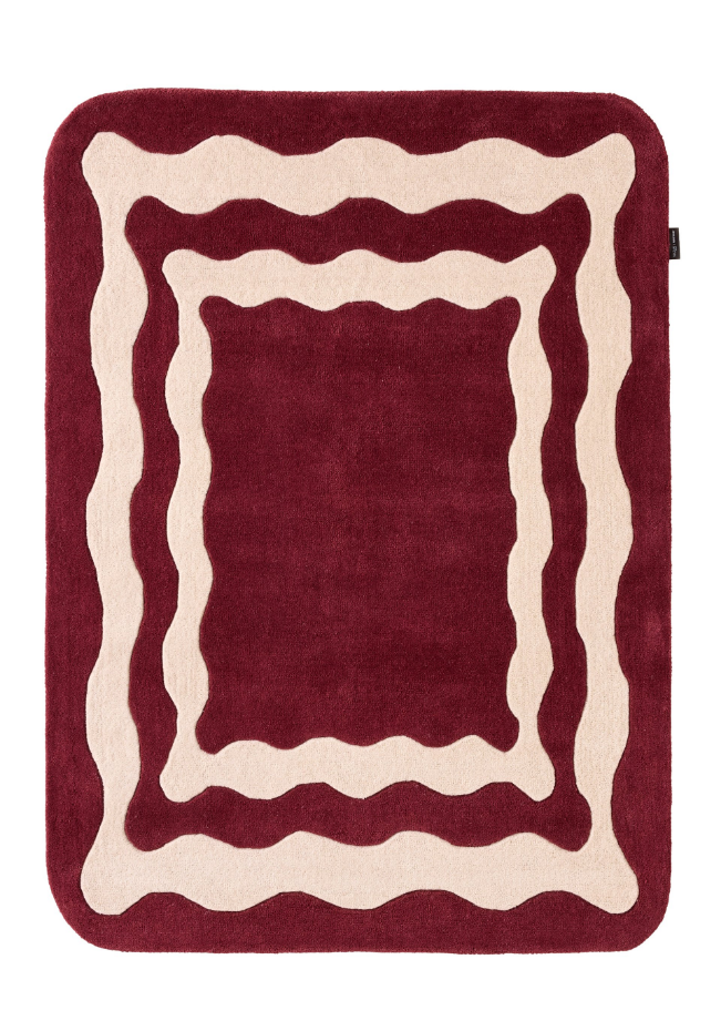 Tapis fait main en laine vintage ROUGE D'ORAGE
