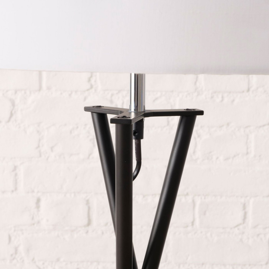 Lampadaire trépied métal noir et abat-jour blanc 44x44x158cm