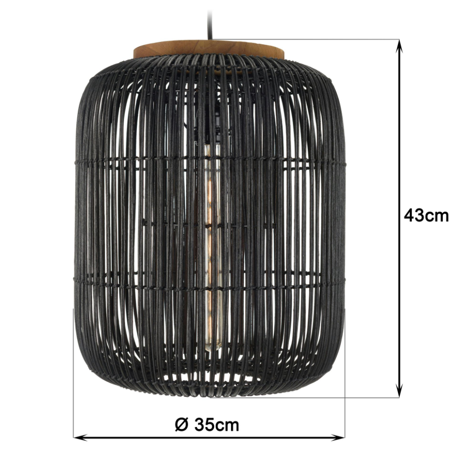 Suspension en rotin allongée 35cm FOLELLI
