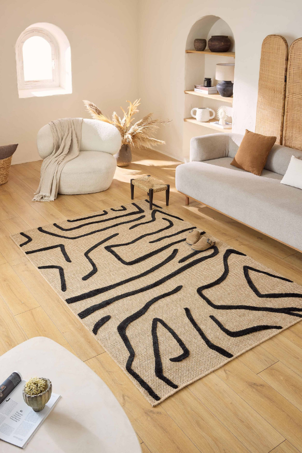 Tapis interieur jute à motif zèbre PALMA