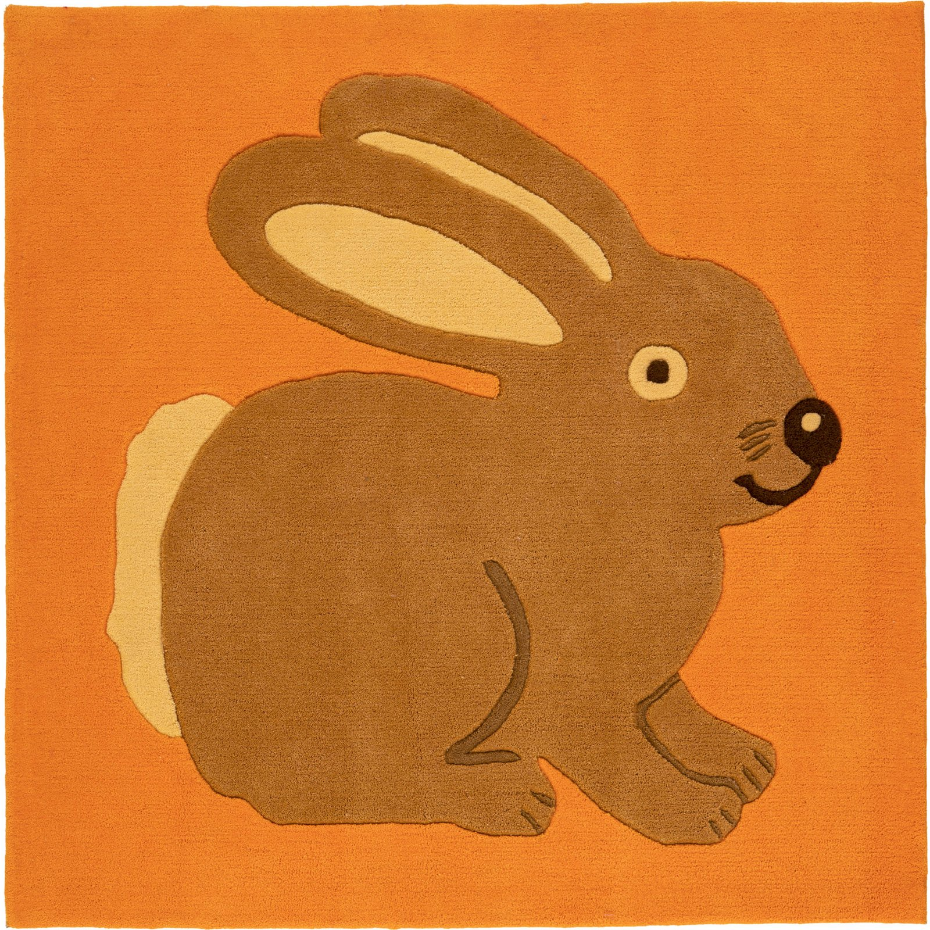 Tapis en modacrylique à motif lapin carré