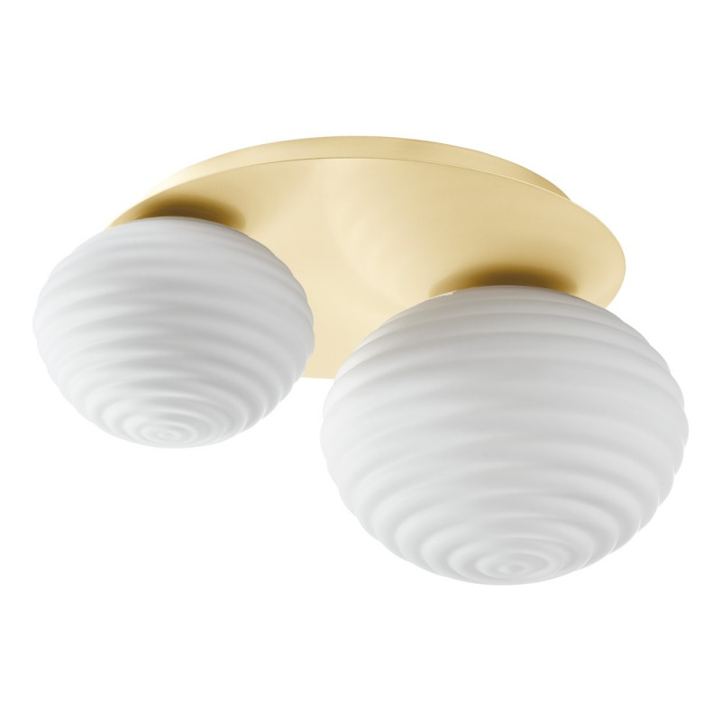 Plafonnier 2 Globes Relief Ciao Laiton Mat