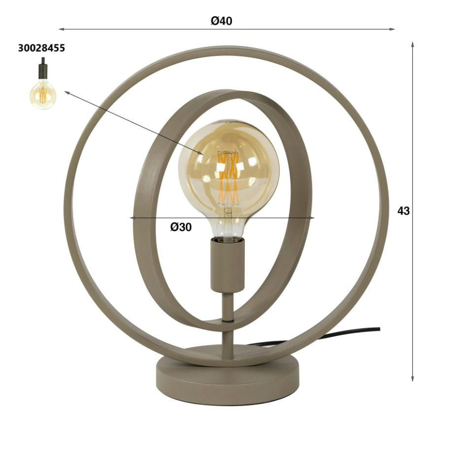 Lampe à poser industrielle anneaux croisés TRIBECA