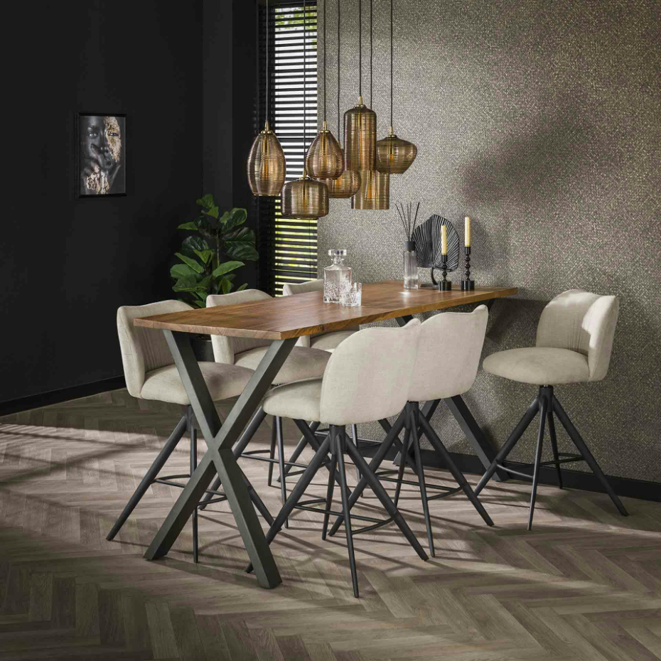 Suspension en verre strié 7 lampes ambrées NOVA