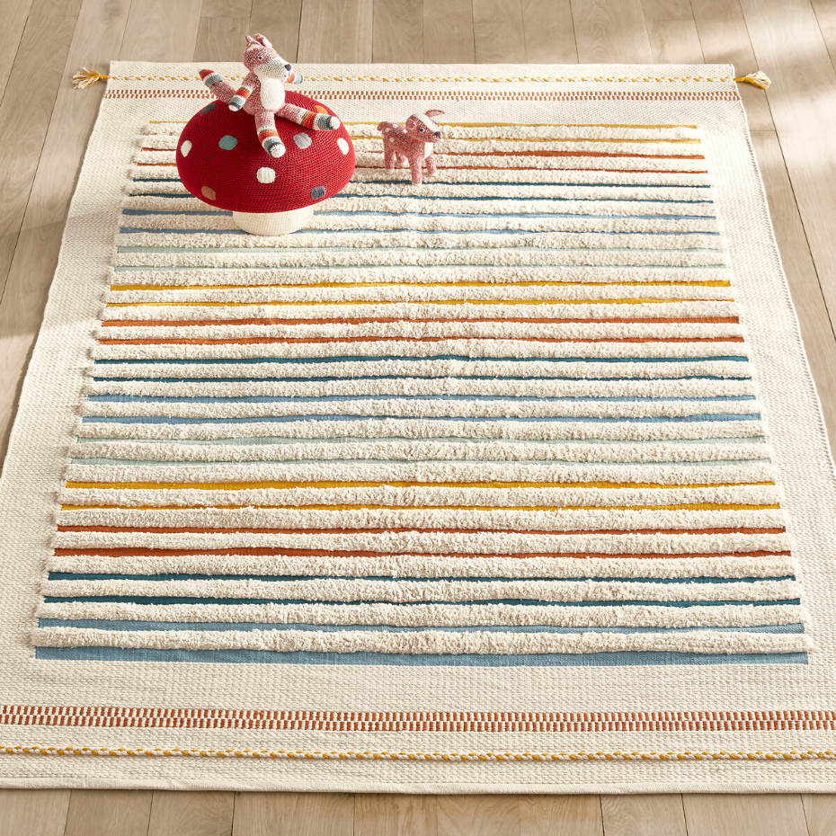 Tapis enfant tissé main coton biologique, Tomulo
