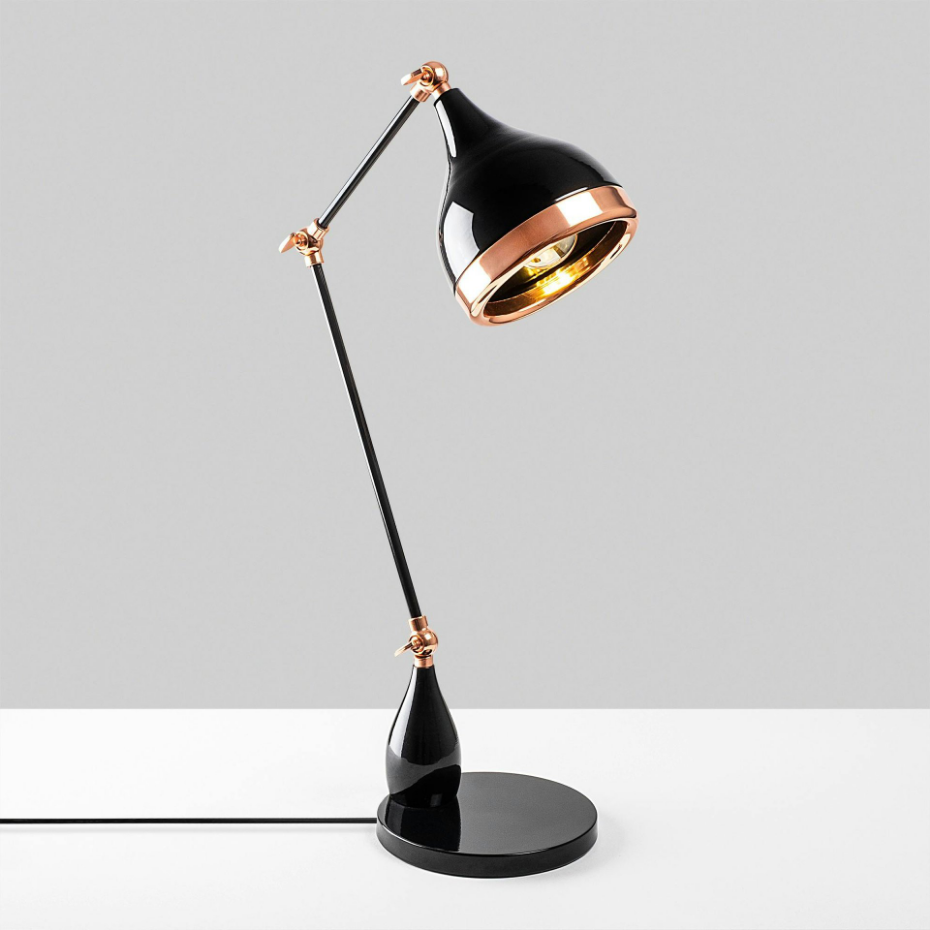 Lampe articulée design noir & cuivre, style moderne chic SILE