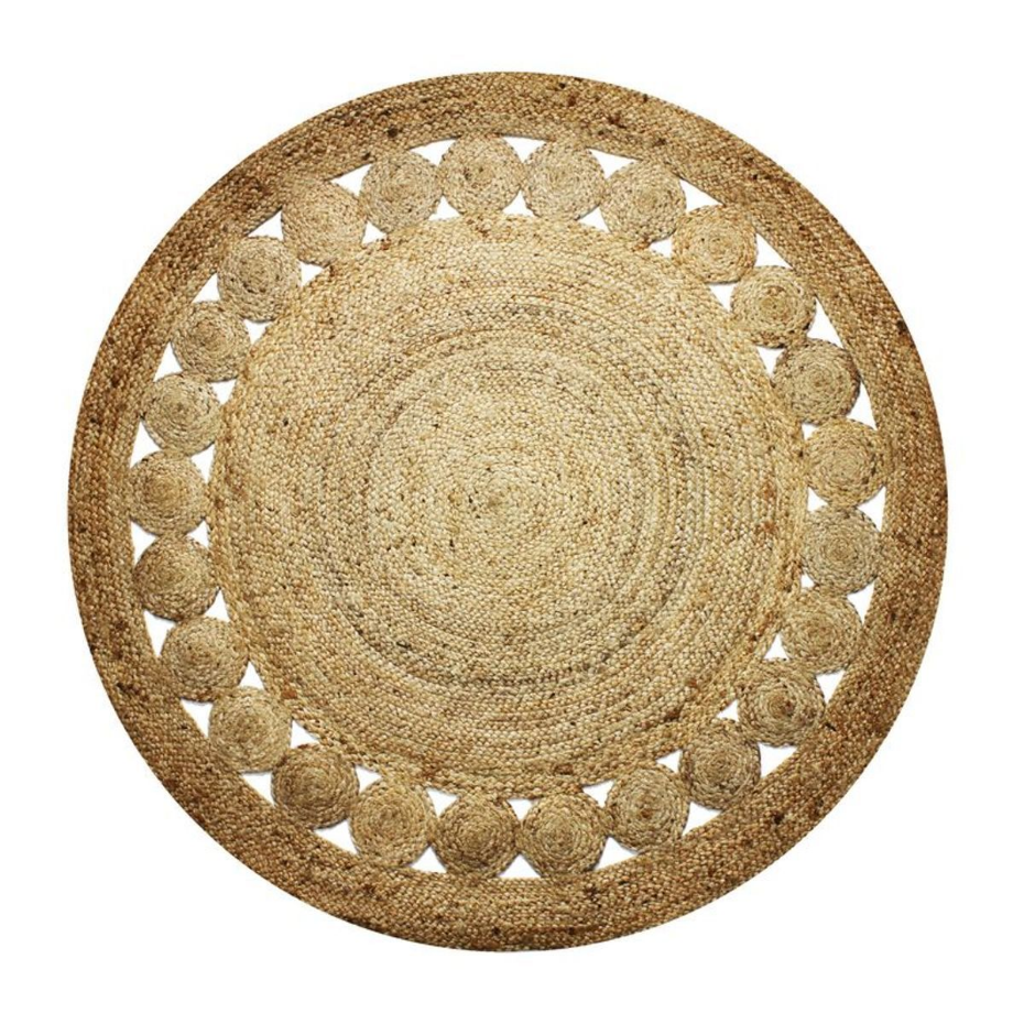 Tapis salon rond en jute rosace  FUNNY JUTE - style bohème