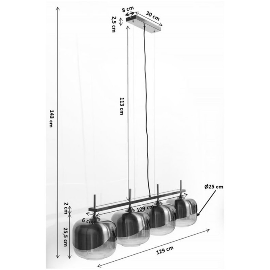 Suspension en verre et acier, GOBLET BALL
