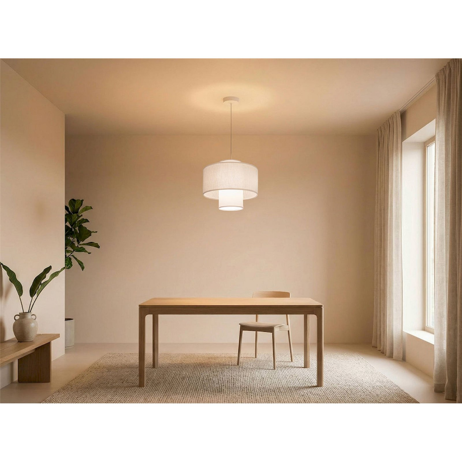 Suspension ronde en jute et lin Twin Light