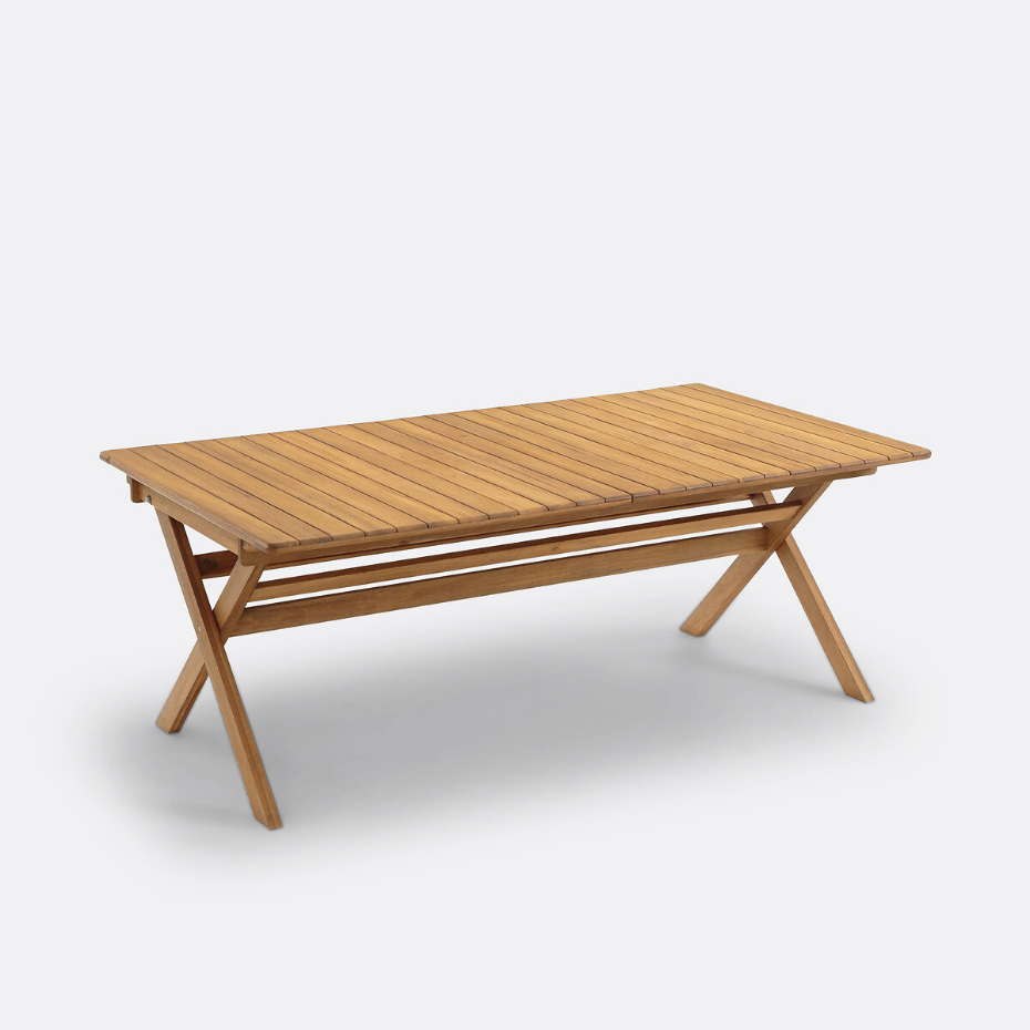 Table de jardin pliante Réalto, acacia, 2 allonges
