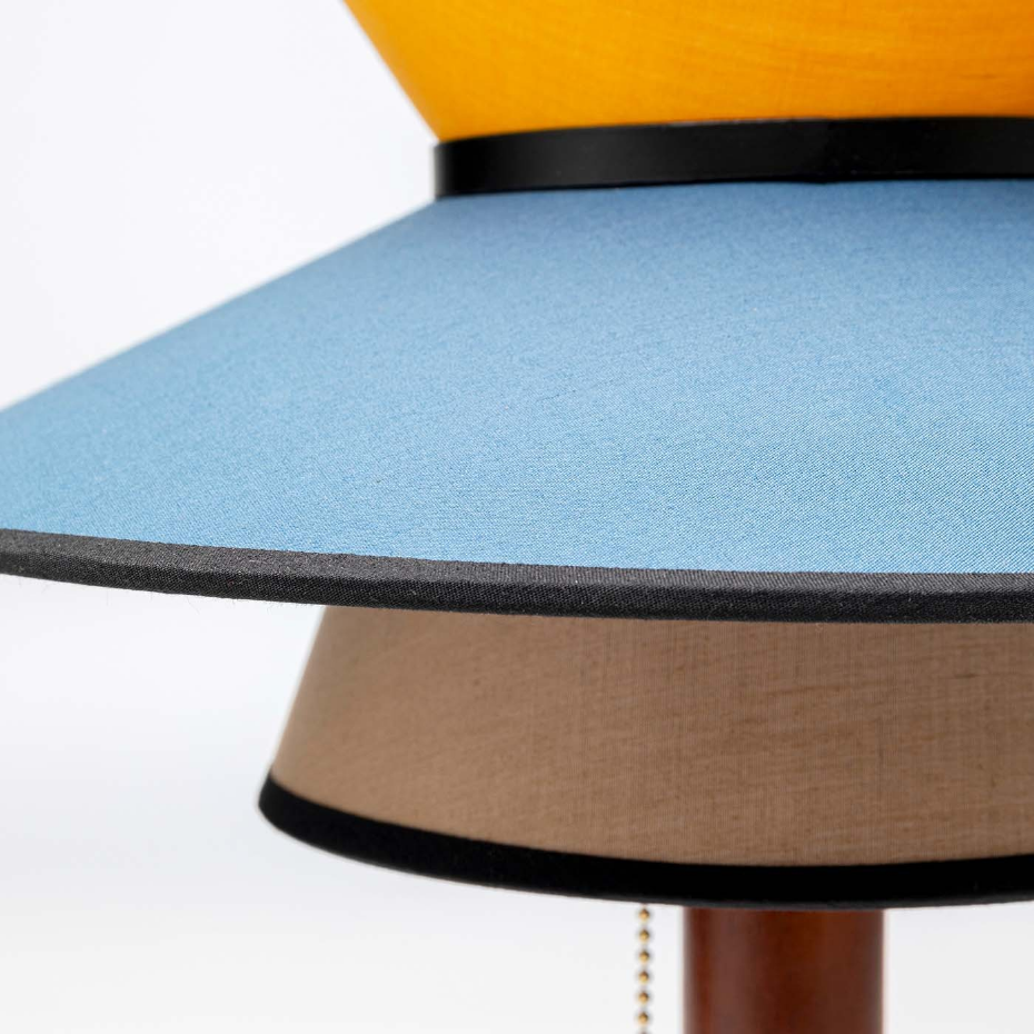 Lampe en coton, acier et hévéa, RIVA