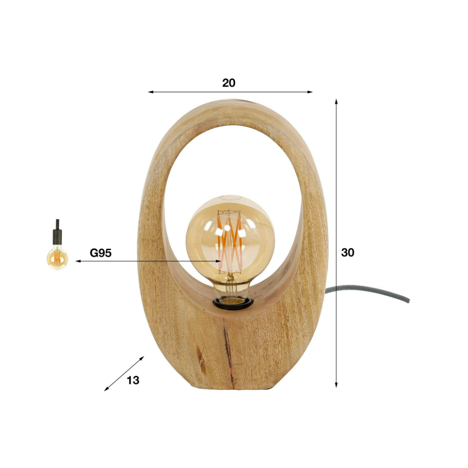 Lampe en bois de manguier forme organique H 30 cm LUCKNOW