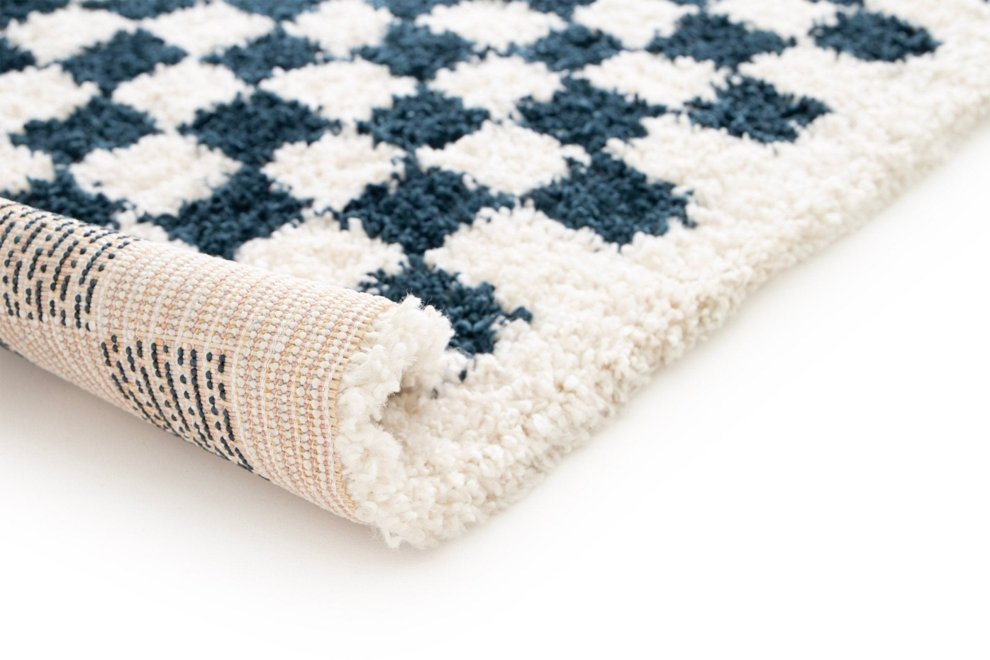 Tapis damier poils longs doux et volumineux CHECKERS