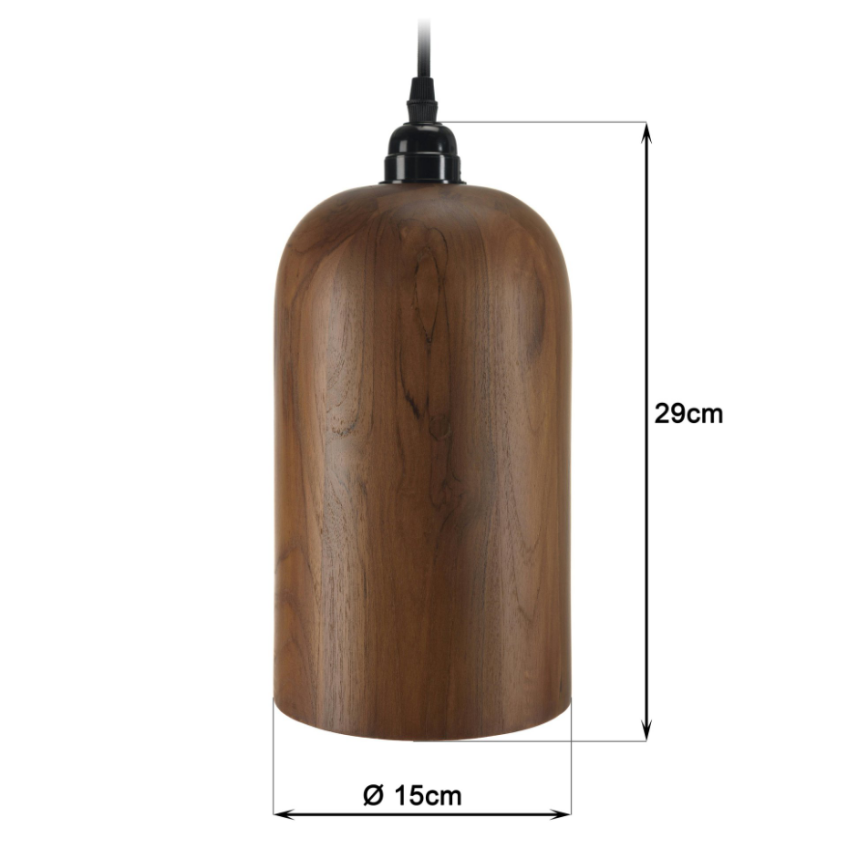 Suspension forme allongée 15x15cm en bois de teck recyclé FOLELLI