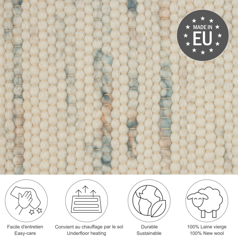 Tapis réversible en laine foulée tissé à la main aux couleurs vives - Alpen