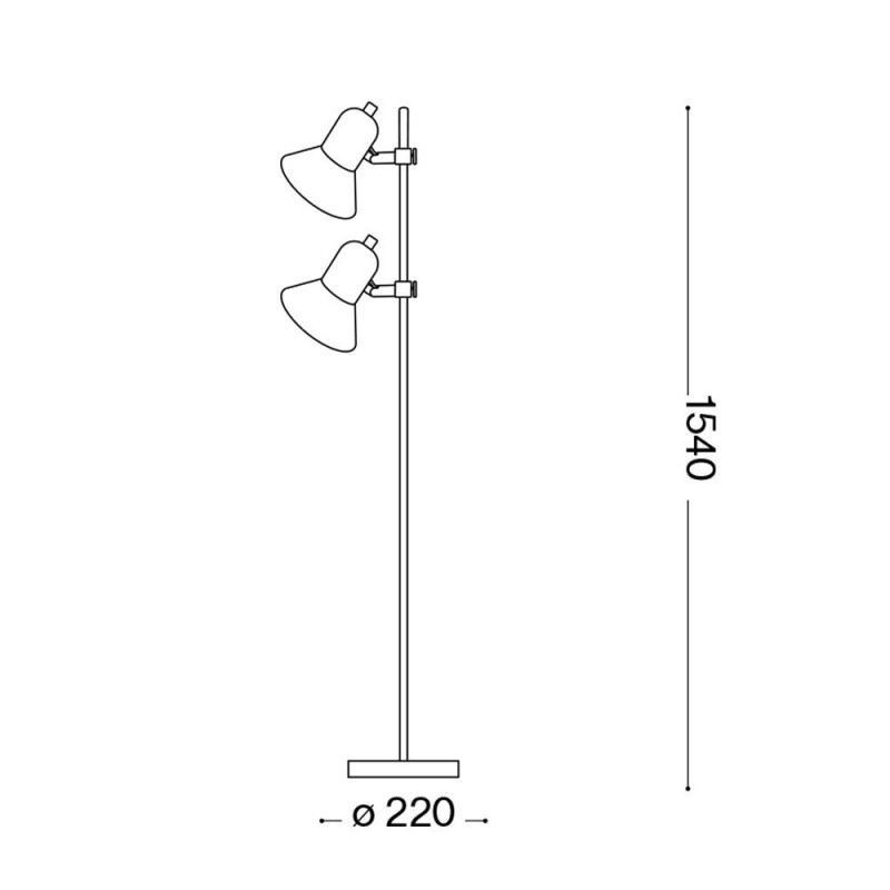Lampadaire 2 diffuseurs métal noir et chrome Polly