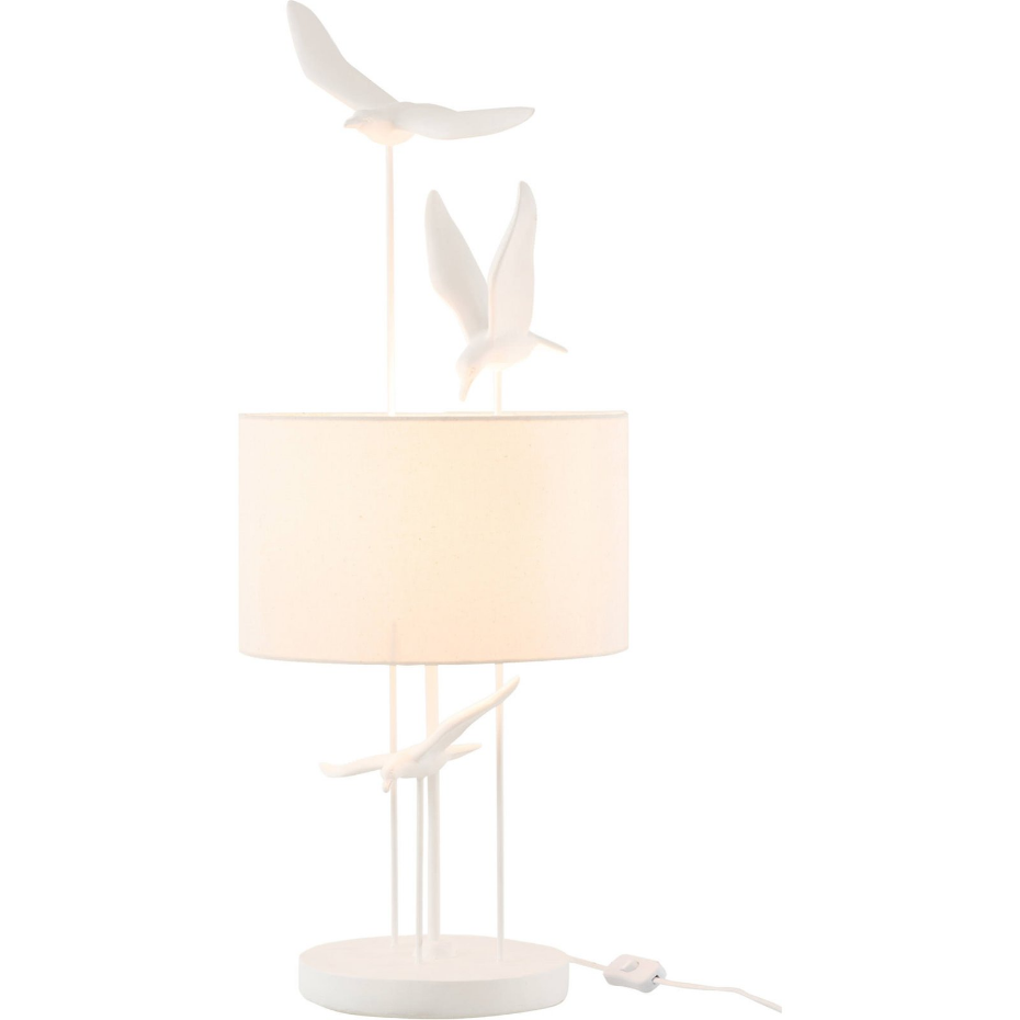 Lampe décorative en résine motif oiseaux et abat-jour rond