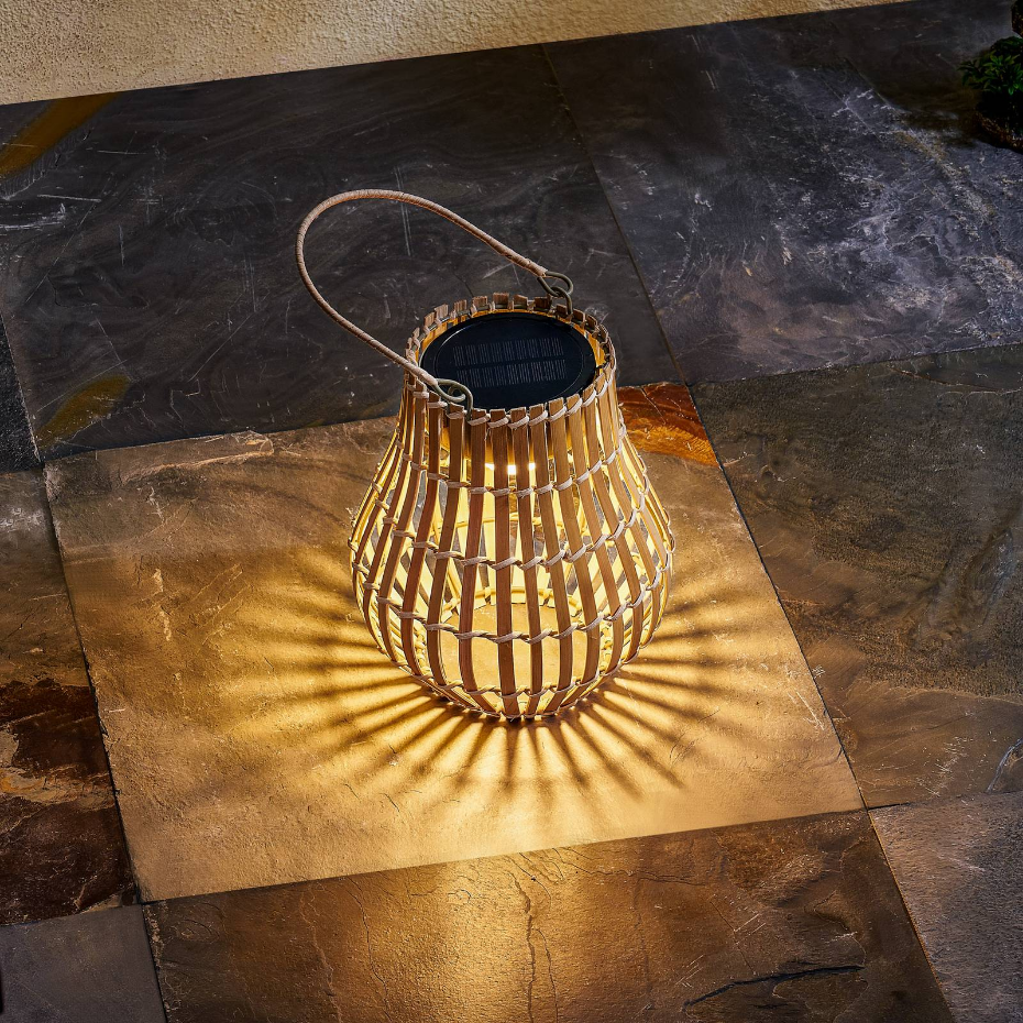 Lampe solaire extérieur en bambouLED, Amaria