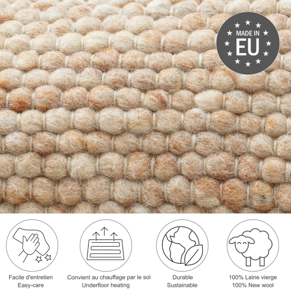 Tapis réversible en laine foulée tissé à la main aux couleurs vives - Alpen