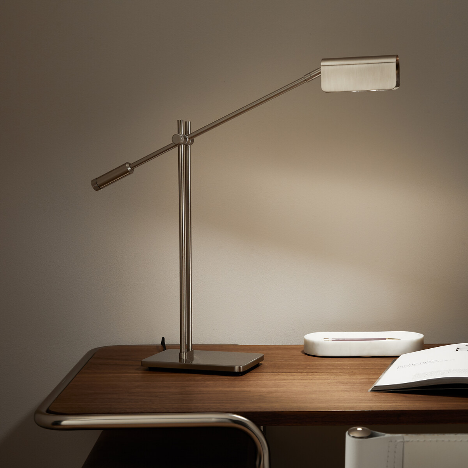 Lampe à poser articulée, nickel satiné, Phili